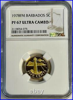 1978-fm Barbados 5c Pf 67 Ultra Cameo Ngc Certified Coin Only 1 Graded Higher