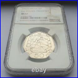 1992 1993 EU EEC Council Presidency 50p Coin. Certified by NGC to MS 67