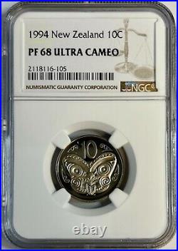 1994 New Zealand 10c Pf 68 Ultra Cameo Ngc Certified Coin Only 4 Graded Higher