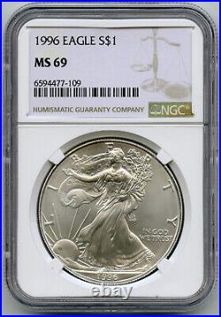 1996 American Eagle 1 oz Silver Dollar NGC MS69 Certified B710