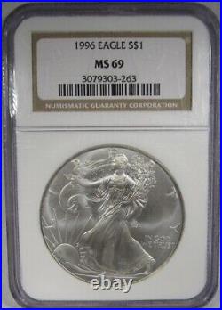 1996 American Silver Eagle NGC MS69 Certified Coin AK784