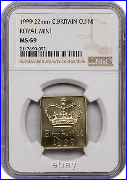 1999 22mm Great Britain Royal Mint Cu-ni Ms 69 Ngc Certified Coin