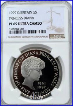 1999 Princess Diana 5 pound coin NGC PF 69 certified nickel