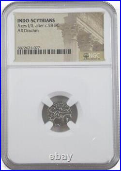 2,000 Year Old Journey of the Magi / Azes II SILVER Drachm, NGC Certified