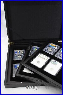 3 Tray BLACK Display Box to Hold 24 PCGS NGC Slabs & Other Certified Coin Slabs