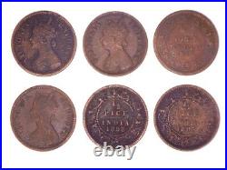 9 PC Set NGC Certified British India 1/4 Anna 1880 Queen Victoria, (8) 1/2 Pice