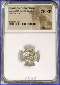 ALEXANDER the Great Rare Lifetime Coin. NGC Certified Choice XF. Herakles / Zeus