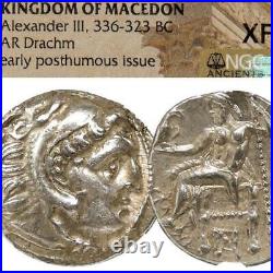 ALEXANDER the Great of Macedon. NGC Certified XF Herakles/Zeus Greek Silver Coin