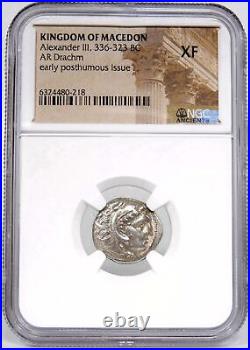 ALEXANDER the Great of Macedon. NGC Certified XF Herakles/Zeus Greek Silver Coin