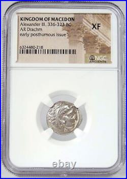 ALEXANDER the Great of Macedon. NGC Certified XF Herakles/Zeus Greek Silver Coin