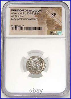 ALEXANDER the Great of Macedon. NGC Certified XF Herakles/Zeus Greek Silver Coin