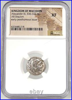 ALEXANDER the Great of Macedon. NGC Certified XF Herakles/Zeus Greek Silver Coin