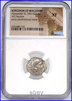 ALEXANDER the Great of Macedon. NGC Certified XF Herakles/Zeus Greek Silver Coin