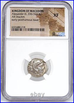 ALEXANDER the Great of Macedon. NGC Certified XF Herakles/Zeus Greek Silver Coin