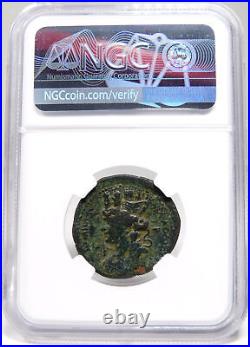 ANTONINUS PIUS with c/m / Tyche Turreted Head. NGC Certified Ancient Roman Coin