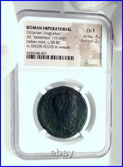AUGUSTUS Authentic Ancient 38BC Genuine Original Roman Coin NGC Certified i78891
