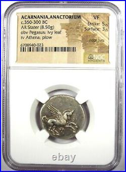 Acarnania Anactorium AR Stater 300 BC Pegasus Athena Coin Certified NGC VF