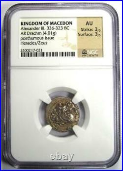 Alexander the Great AR Drachm Greek Macedon Coin 336 BC Certified NGC AU