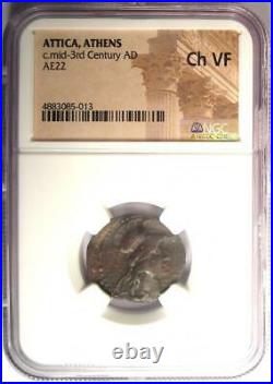 Ancient Attica Athens Greece AE22 Coin (250 AD) Certified NGC Choice VF