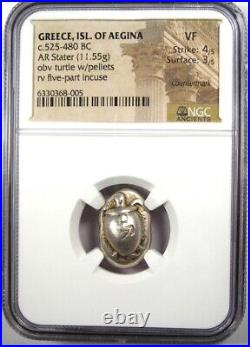 Ancient Greece Aegina Turtle AR Stater Silver Coin 525-480 BC Certified NGC VF
