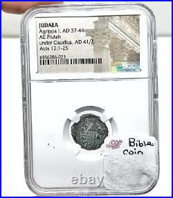 Ancient Judean King Agrippa I Biblical Coin NGC Slabbed Coin Certified Artifact