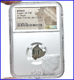 Ancient Judean King Herod I Biblical Coin NGC Slabbed Coin Certified Artifact