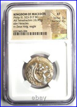 Ancient Macedon Philip III AR Tetradrachm Coin 323-317 BC Certified NGC XF EF