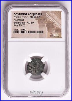 Ancient Roman Coin NGC Certified. Porcius Festus (AD 59-62) Judaea Under Nero