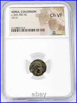 Apollo / HORSE. NGC Certified Choice VF. Ionia, Kolophon. Ancient Greek Coin Æ14
