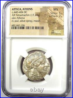 Athens Greece Athena Owl AR Tetradrachm Coin 440-404 BC. Certified NGC MS (UNC)