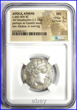 Athens Greece Athena Owl Tetradrachm Coin 440-404 BC. Certified NGC MS (UNC)