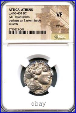 Athens Greek Athena Owl AR Tetradrachm Silver Coin 440-404 BC NGC Certified VF