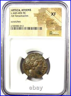 Athens Greek Athena Owl Tetradrachm Coin 440-404 BC Certified NGC XF Test Cut