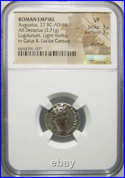 Augustus (27 BC 14 AD) AR Denarius Gaius & Lucius Caesars, Certified NGC