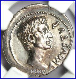 Augustus AR Denarius Gaul Coin (L. Caninius Gal 12 BC) Certified NGC AU Rare