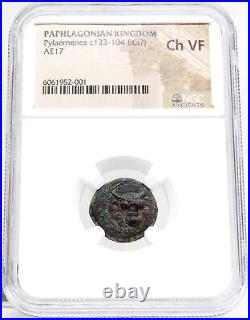 BULL head / Caduceus. Paphlagonian Kingdom NGC Certified Choice VF Ancient Coin