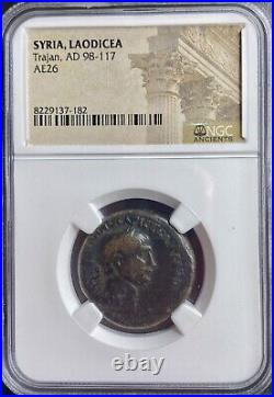 Beautiful NGC Certified Ancient Roman Coin Emperor Trajan 98-117AD Tyche Reverse