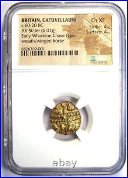 Britain Catuvellauni AV Stater Gold Horse Coin 60-20 BC. Certified NGC Choice XF