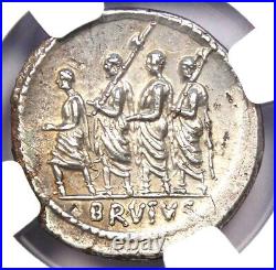 Brutus AR Denarius Silver Roman Libertas Coin 54 BC Certified NGC AU Rare