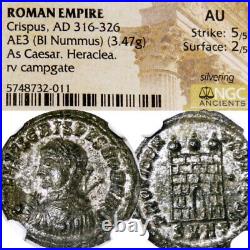 CRISPUS Rare in RIC. NGC Certified AU. Son of Constantine the Great Roman Coin