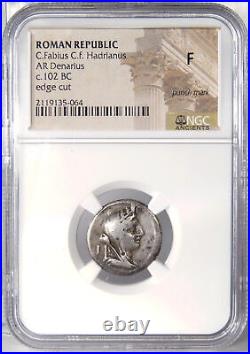 CYBELE/Victory in Galloping 2-Horse Chariot. Fabia 15. NGC Certified Roman Coin