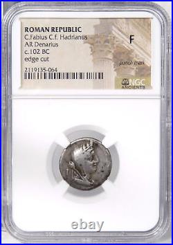 CYBELE/Victory in Galloping 2-Horse Chariot. Fabia 15. NGC Certified Roman Coin