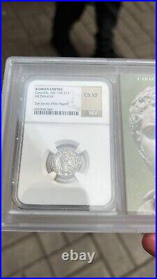 Caracalla, AD 198-217 NGC Certified AR Denarius Ch XF (Choice Extremely Fine)