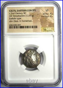 Celts AR Tetradrachm Eselohr Zeus Horse Silver Coin 100 BC Certified NGC VF
