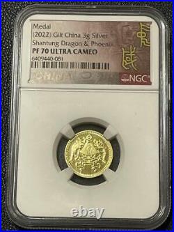 Chinese Coin Republic Of China 15 Year Shandong Gold Ngc Certified Highest Grade