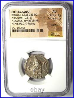 Cilicia Soloi Balakros AR Silver Stater Athena Coin 333-323 BC. Certified NGC AU