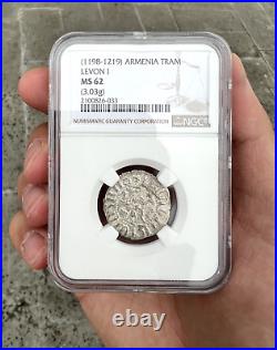 Cilician Armenia, Levon I (1198-1219) MS 62 NGC Certified, AR Tram