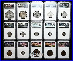 Complete 15 coin UK 1937 Proof set, NGC certified from PF Details to PF65