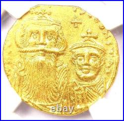 Constans II & Constantine IV AV Solidus Gold Coin 654 AD. Certified NGC MS (UNC)