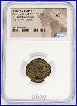 Constantine II son of'the Great' NGC Certified VF. Rome mint. Wreath VOT X Coin